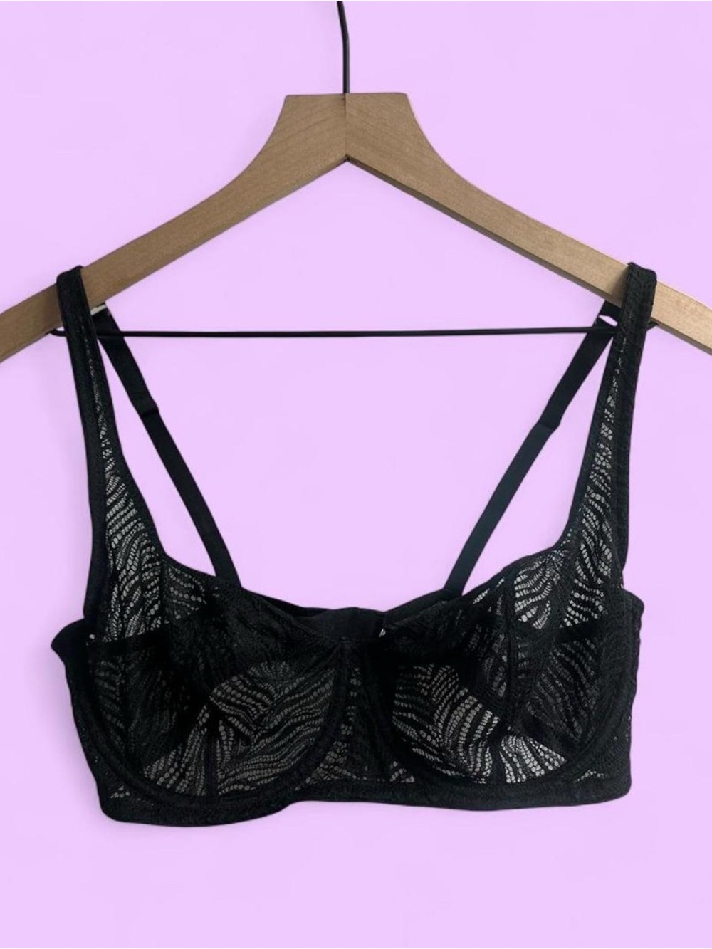 NWT Victoria's Secret Very Sexy black lace balconette bra with underwire 38C